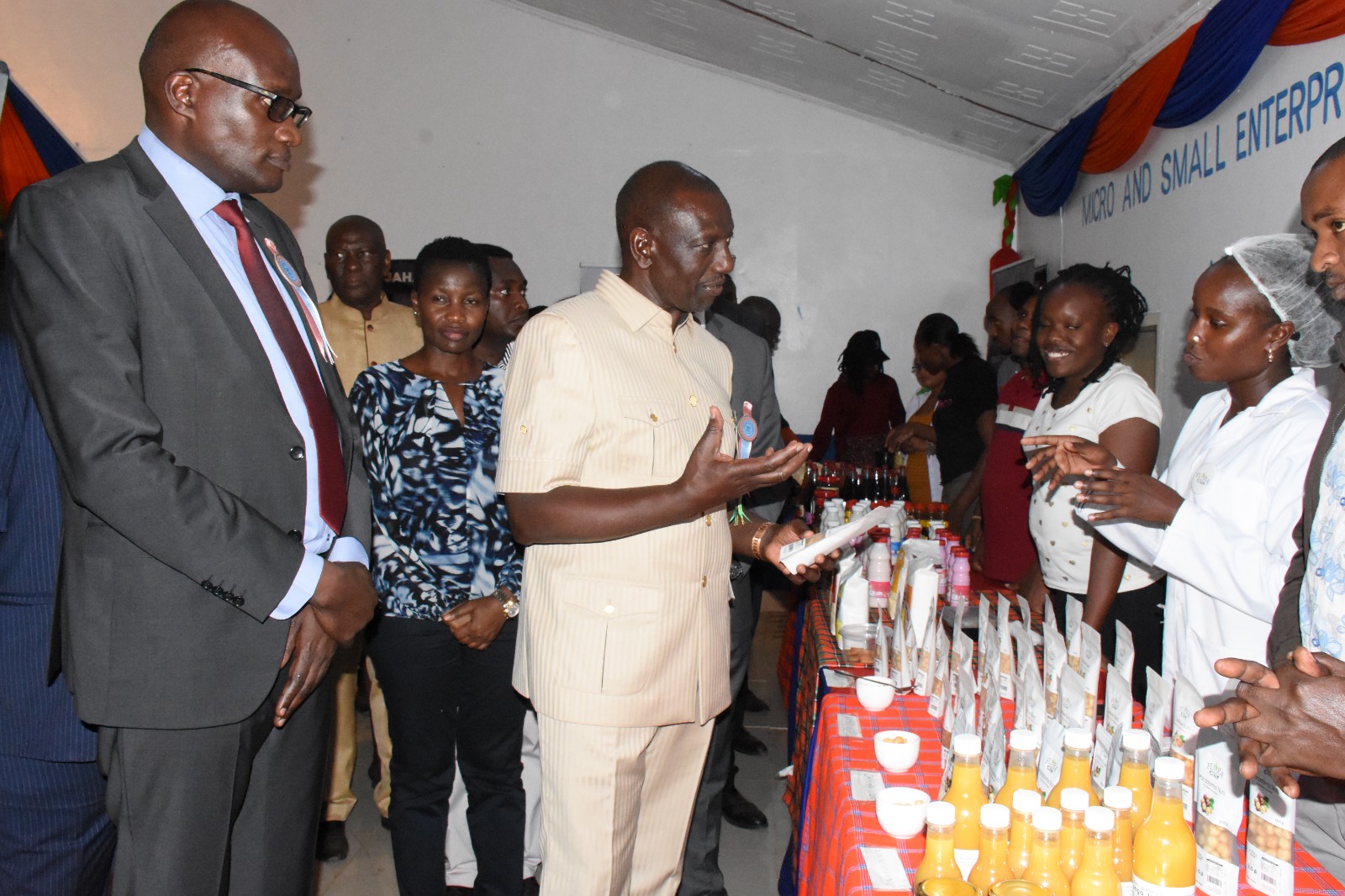 HE President Dr. William Ruto at one of the MSME stands at Nairobi International Trade Fair.
