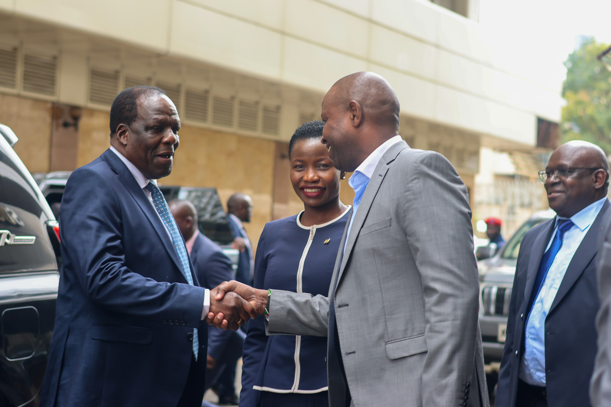 CS. Hon Wycliffe Oparanya being welcomed by PS Co-operatives and MSME Development