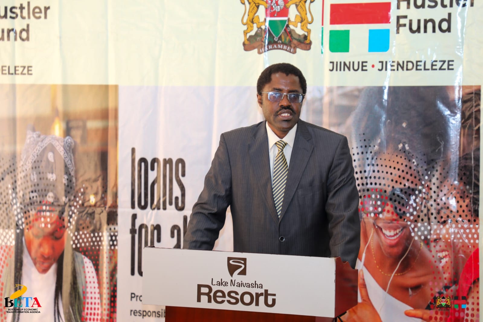 Financial Inclusion Fund Head Administration Mr. Albert Mwaringa delivers brief speech at the board and staff briefing