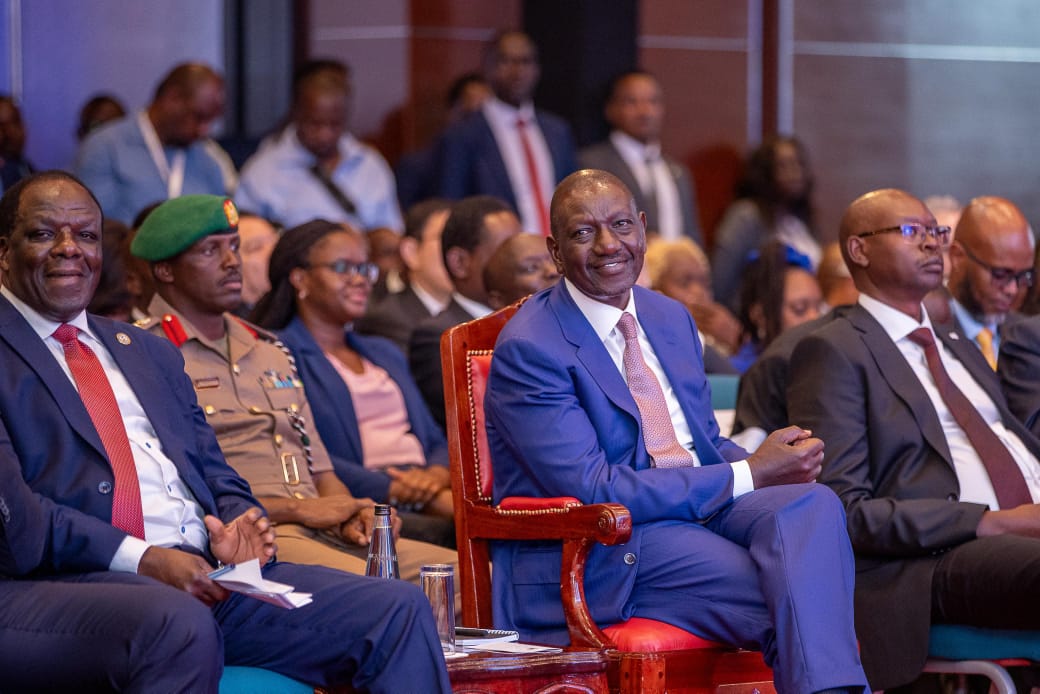 His Excellency Dr. William Samoei Ruto,CGH alongside CS Co-operatives and MSMEs Development Hon. Wycliffe A. Oparanya, FCPA, EGH at the World Chambers Federation Africa Summit