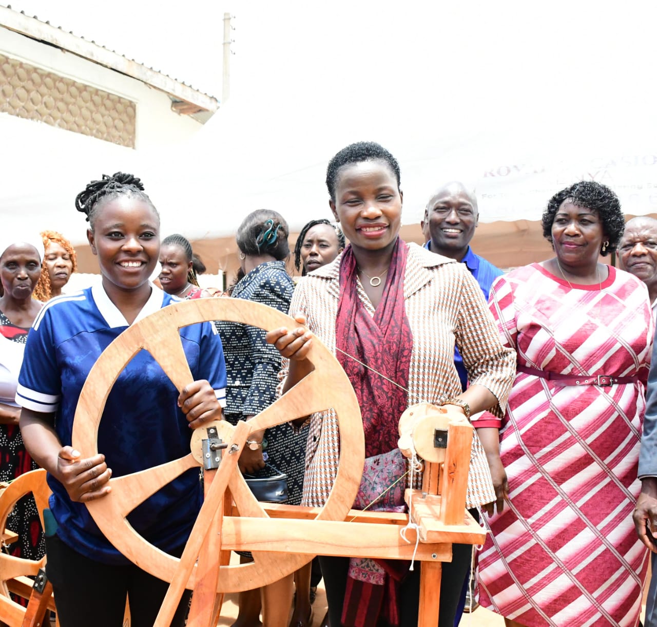 Hon. Susan Mang'eni spinning silk