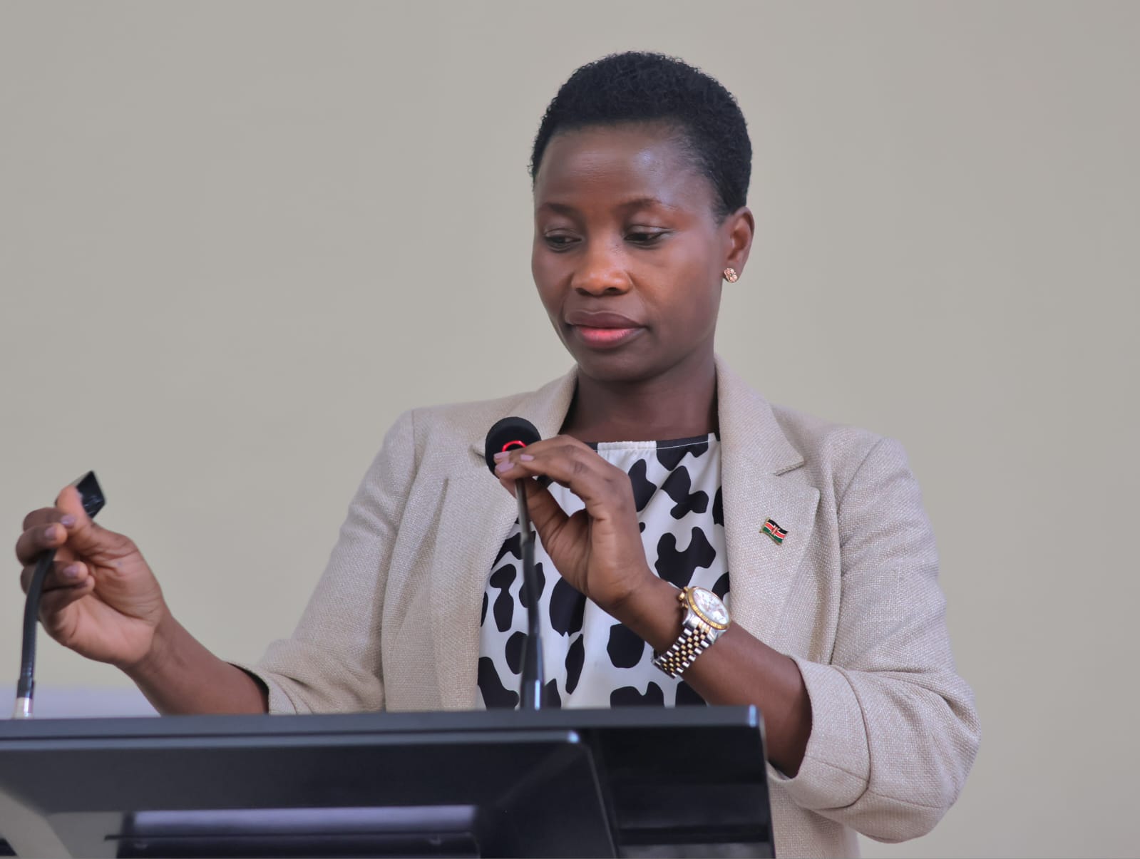 Hon. Susan Mang'eni, CBS delivers speech to  interns under the Public Service Internship Programme (PSIP)