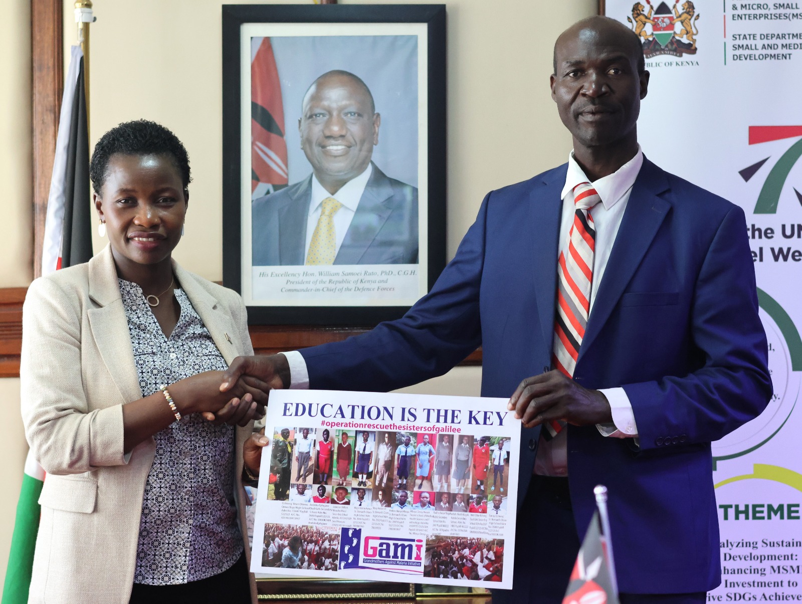 PS MSMEs Hon. Susan Mang'eni, CBS handshakes GAMI president