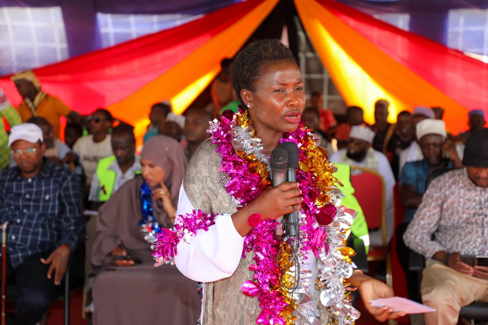MSMEs Development Principal Secretary ,Susan Mangeni delivers speech to community members of Lafey constituency