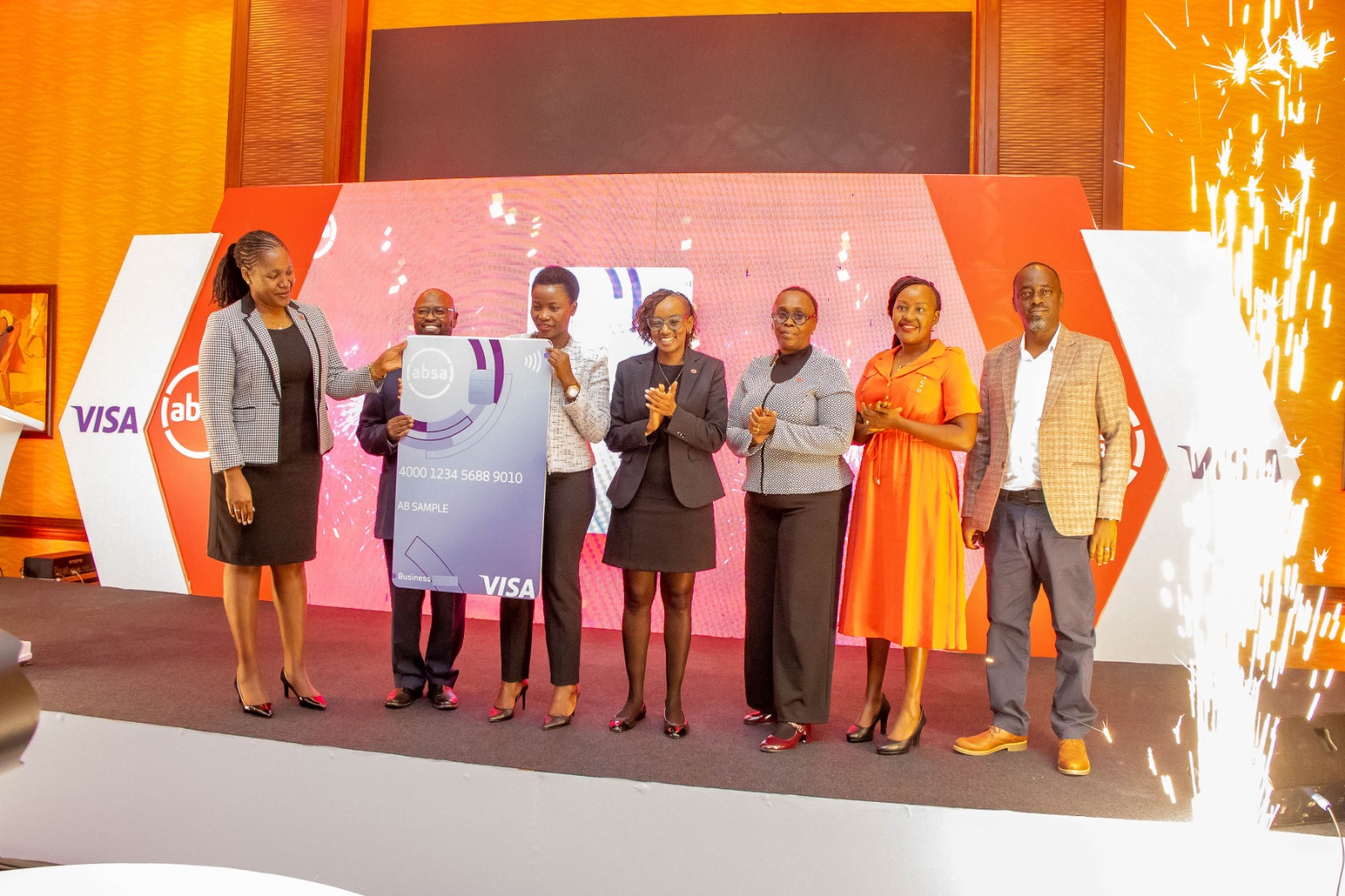 Madam PS posing for a photo with  ABSA Kenya management and VISA during the launch of the Visa Business Credit Card—a product designed specifically with SMEs in mind