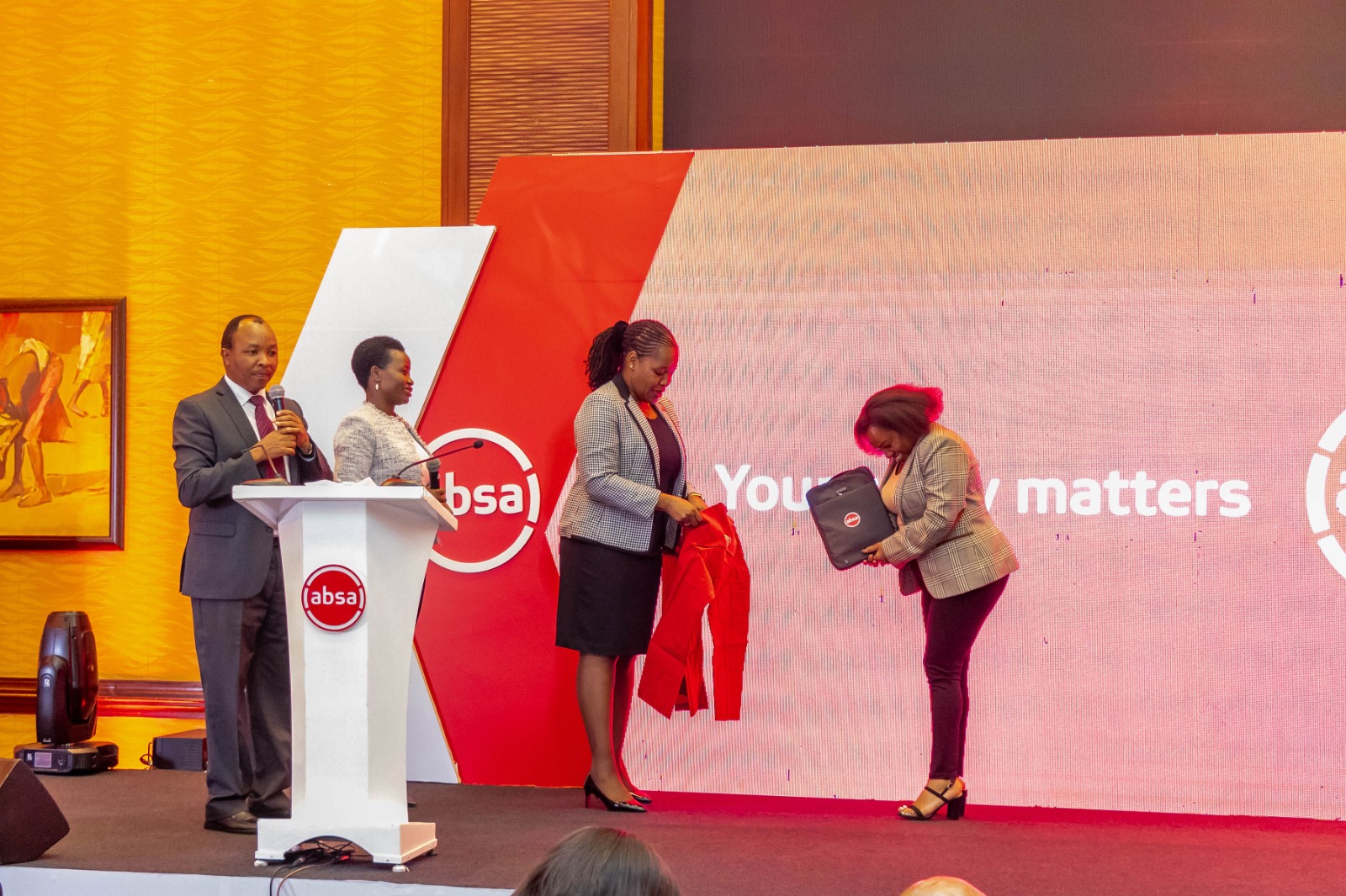 PS MSMEs posing for a photo with  ABSA Kenya management and VISA during the launch of the Visa Business Credit Card