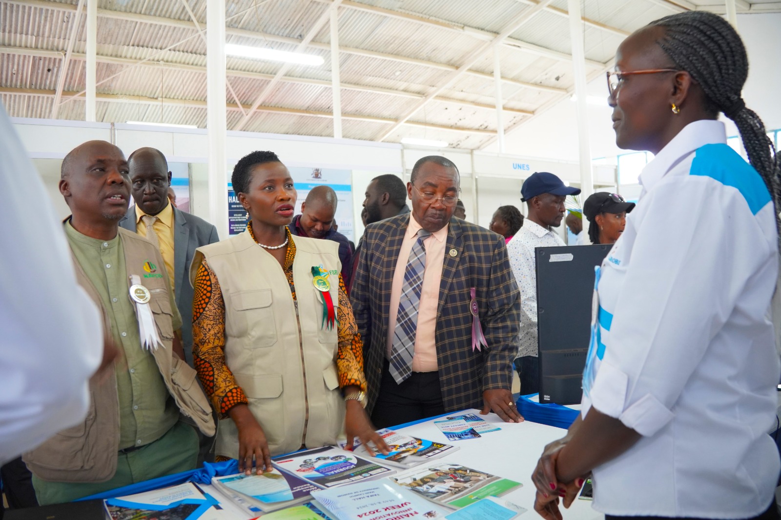 PS. Susan Mang'eni , Dr. Kiprono Rono among other dignitaries at a stand in the Nairobi International Trade Fair