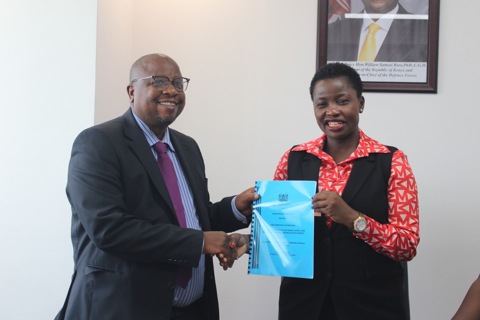 Director ICT Unit alongside Principal Secretary MSMEs Development