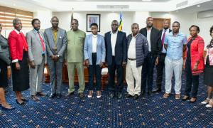 CS. Hon. Oparanya, PS Hon. Mang'eni alongside various CEOs and Heads of Department 
