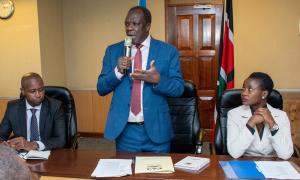 Hon. Wycliffe Oparanya E.G.H gives brief speech during the  joint press conference on performance and delivery management