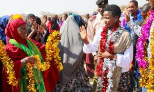 Hon. Susan Mang'eni PS MSMEs Dev. is welcomed by residents of Mandera