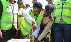 Madam PS lays stone foundation for the construction of Huduma center in Lafey constituency in Mandera County
