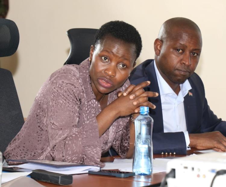 Principal Secretary Susan Mangeni of MSMEs and Principal Secretary Patrick Kilemi of Co-operatives at Embu to assessing the preparations made for the upcoming Madaraka Day celebration.