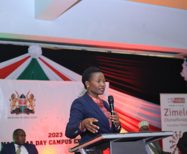 Hon. Susan Mangeni delivering speech at expo week