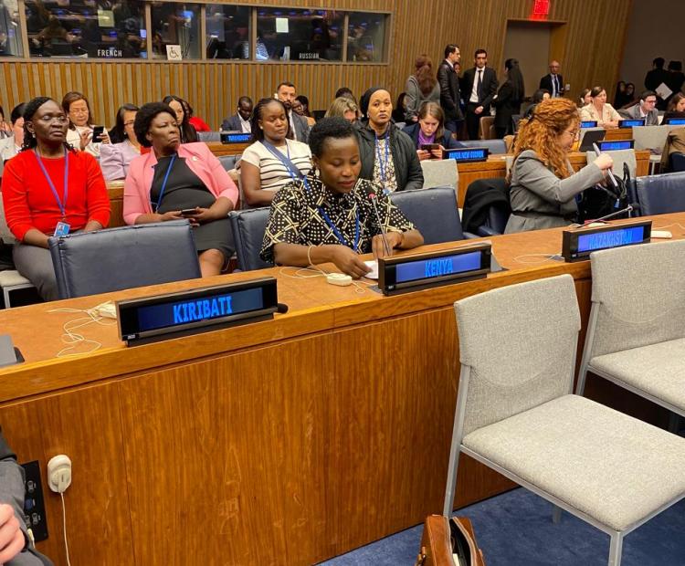 Principal Secretary Hon. Mang'eni speaks at an interactive dialogue on Inclusive Development, Shared Prosperity, and Decent Work during 69th Session of the Commission on the Status of Women (CSW69) at the UN Headquarters