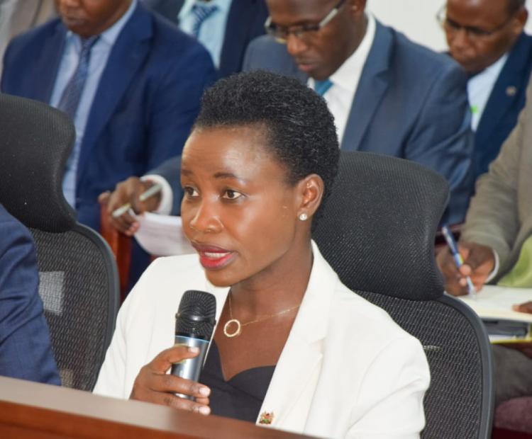 Principal Secretary Hon. Susan Mang'eni speaks during National Assembly Departmental Committee on Trade, Industry, and Cooperatives