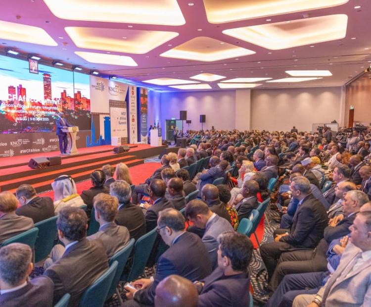 Dignitaries present listen to the president's speech at WEF Africa