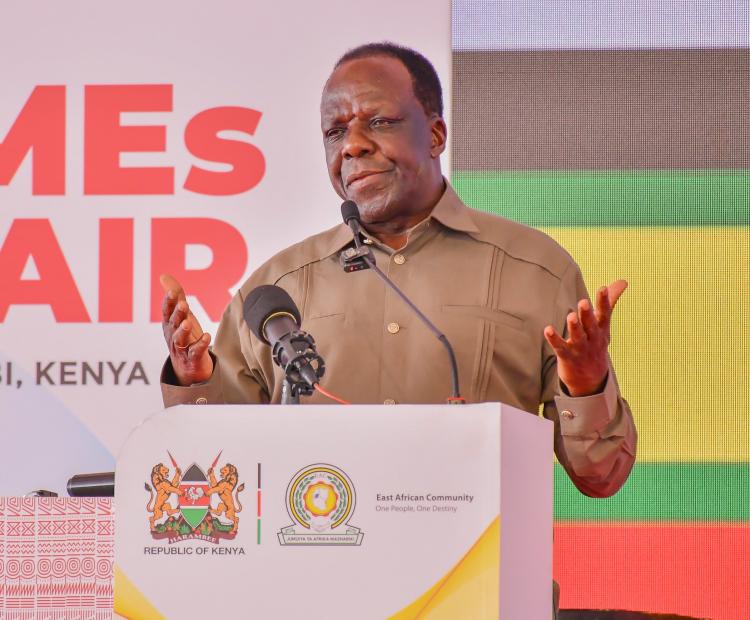 Cabinet Secretary, Dr. Wycliffe Oparanya delivers speech at the 25th East African Community (EAC) Micro, Small, and Medium Enterprises (MSME) Expo